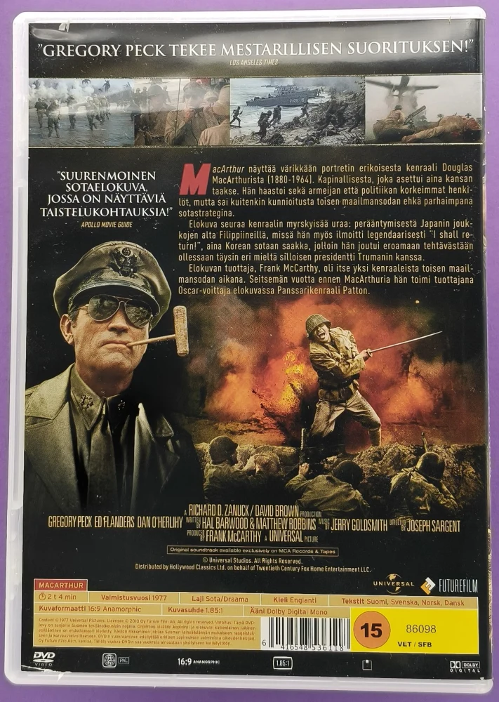 DVD) Gregory Peck: Mac Arthur - kapinallinen kenraali (1977)