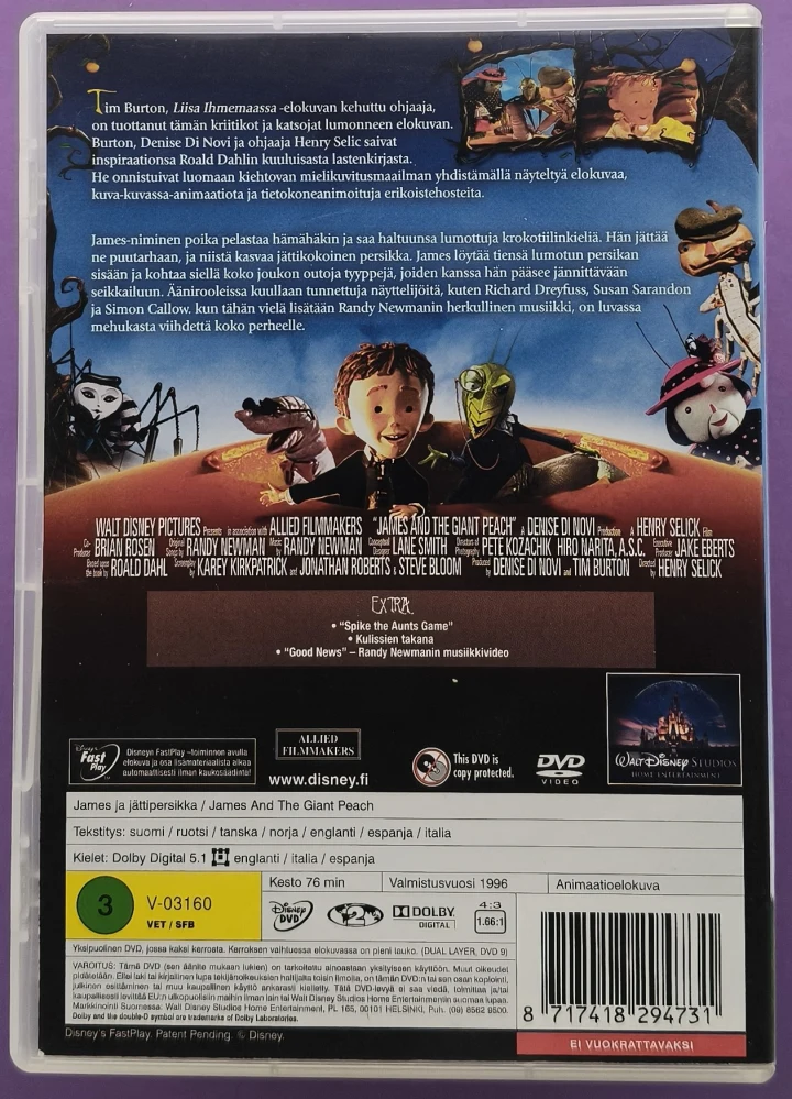 DVD) Tim Burton: James ja jättipersikka (1996)