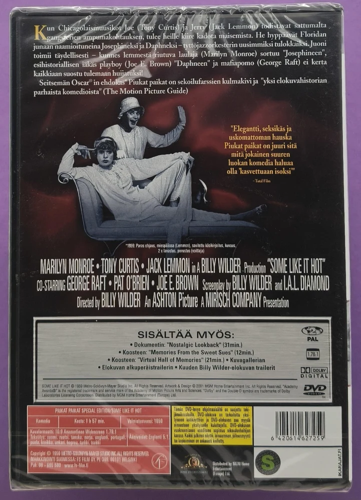 UUSI (DVD) Marilyn Monroe: Piukat paikat (1959) SUOMIKANNET