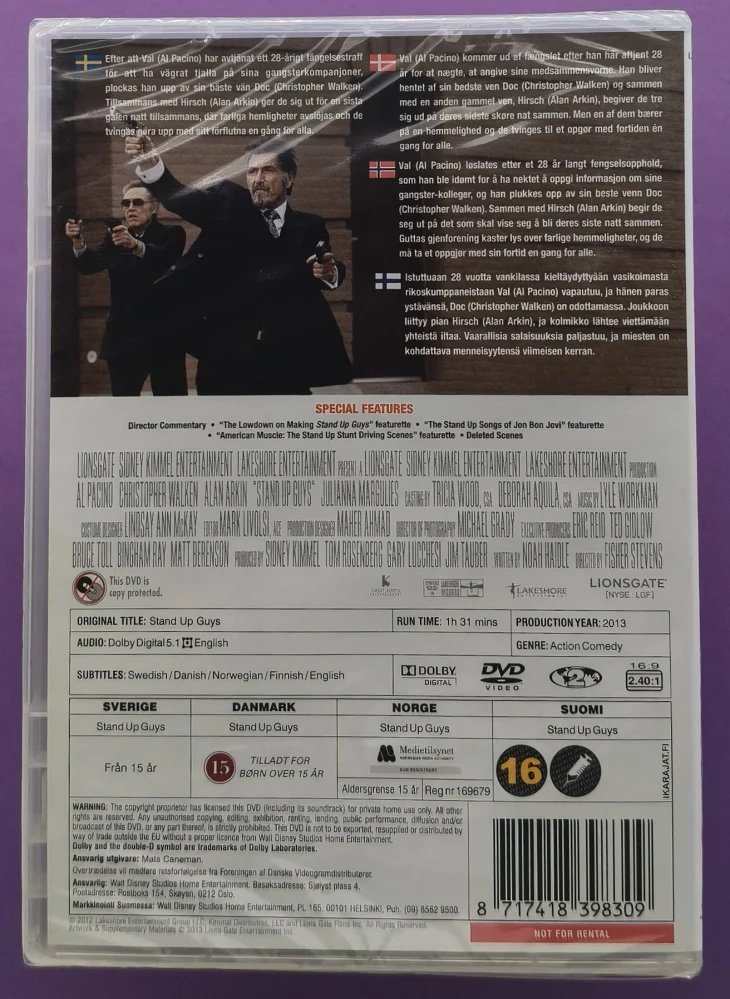 UUSI (DVD) Al Pacino,: Stand Up Guys (2013)