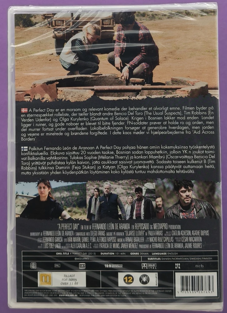 UUSI (DVD) A Perfect Day (2015) Benicio Del Toro