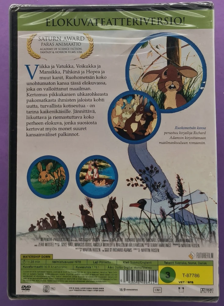 UUSI (DVD) Richard Adams: Ruohometsän kansa (1978)