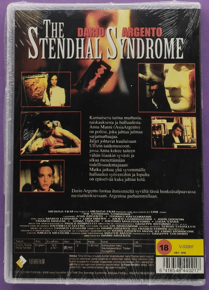 UUSI! DVD) Dario Argento: The Stendhal Syndrome (1996)