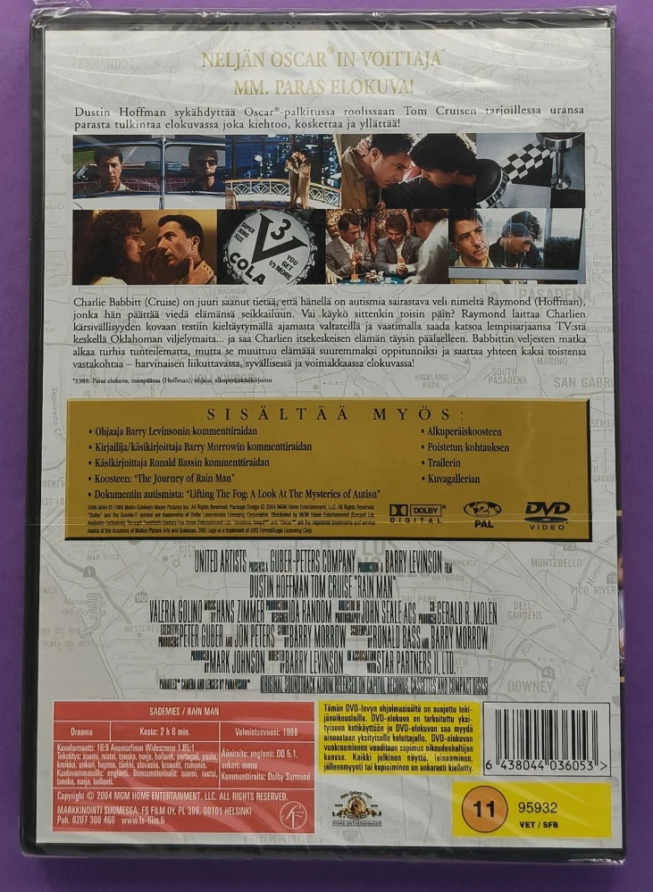 UUSI (DVD) Dustin Hoffman: Sademies - Rain Man (1988) SUOMIKANNET