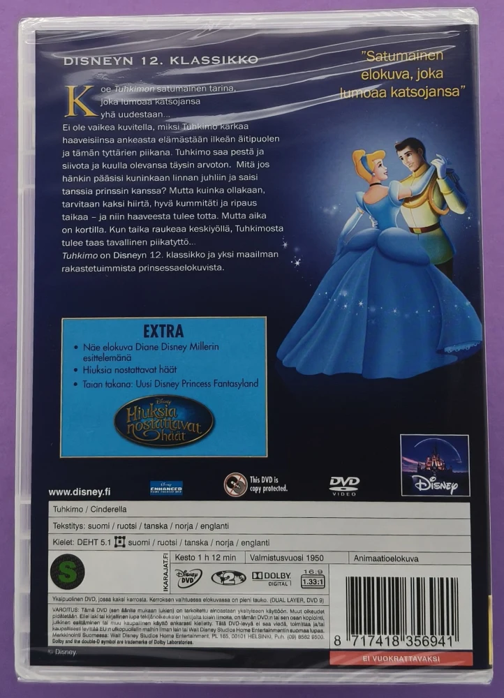 UUSI (DVD) Walt Disney Klassikko 12. - Tuhkimo (1950)
