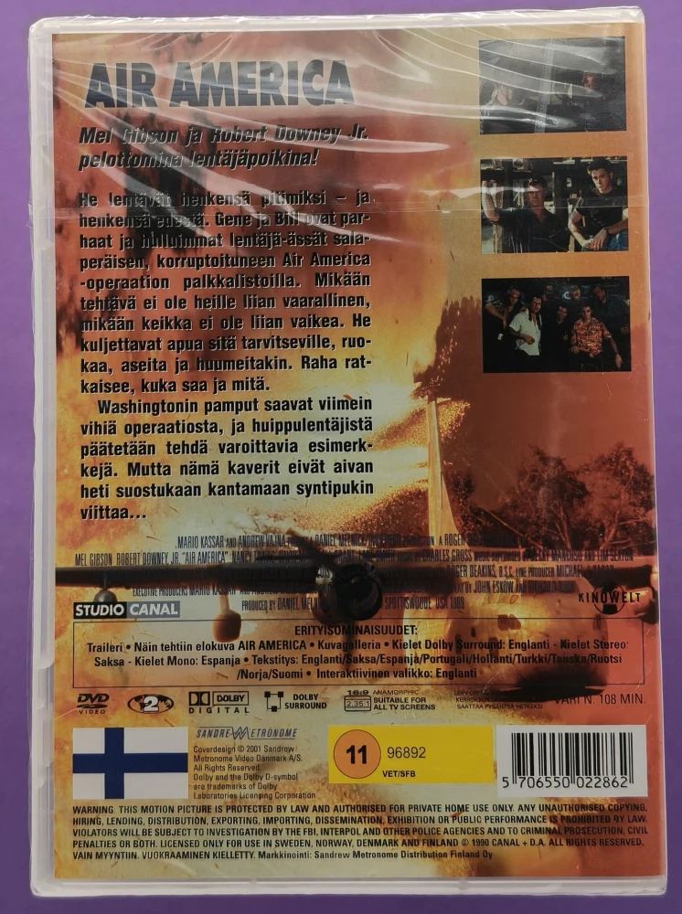 UUSI (DVD) Mel Gibson, Robert Downey Jr : Air America (1990)