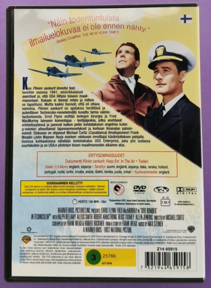 DVD) Errol Flynn: Pilvien sankarit  - Dive Bomber (1941)