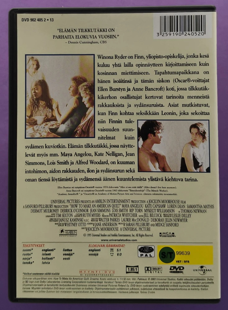 DVD) Winona Ryder: Elämän tilkkutäkki (1995)