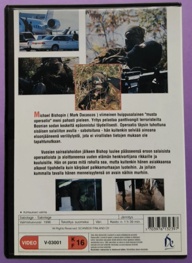 DVD) Mark Dacascos: Sabotage - Sabotaasi (1996) SUOMIKANNET