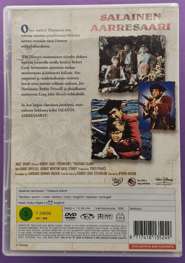 DVD) WALT DISNEY: Salainen aarresaari - Treasure Island (1950)