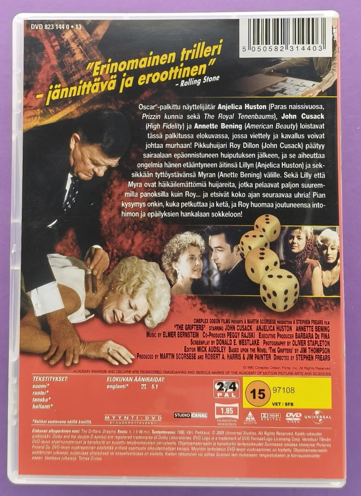 DVD) Anjelica Huston: Huijarit - The Grifters (1990) SUOMIKANNET