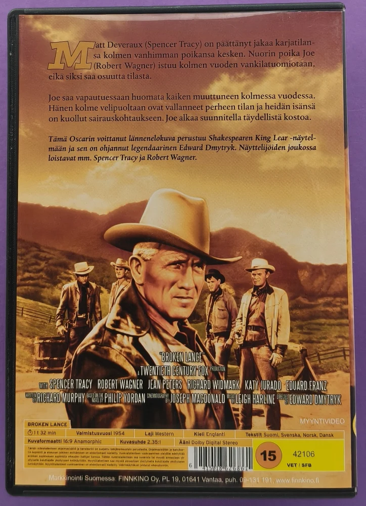 DVD) Spencer Tracy: Katkaistu Peitsi - Broken Lance (1954)