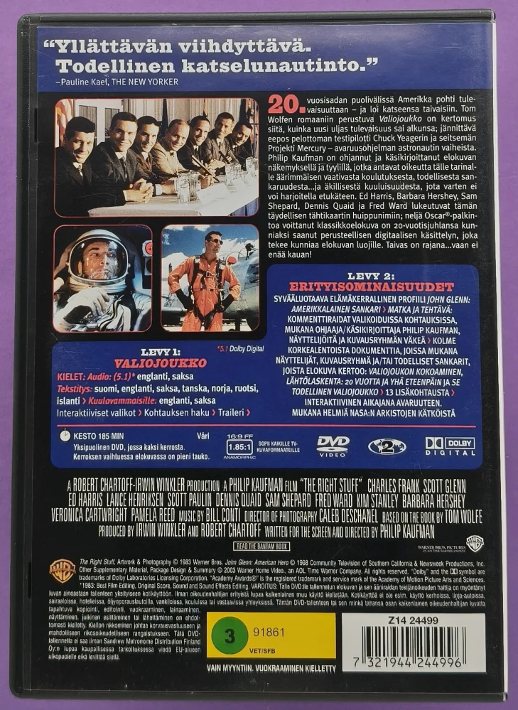 2 DVD) Valiojoukko - The Right Stuff (1983) SUOMIKANNET