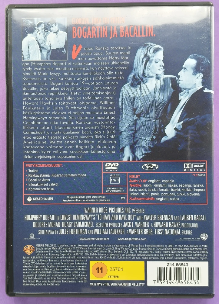 DVD) Humphrey Bogart: Kirjava satama - To Have and Have Not (1944)