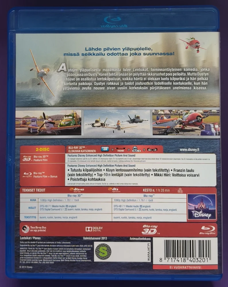 3D BLU-RAY+ BLU-RAY) Lentsikat - Planes (2013) SUOMIKANNET