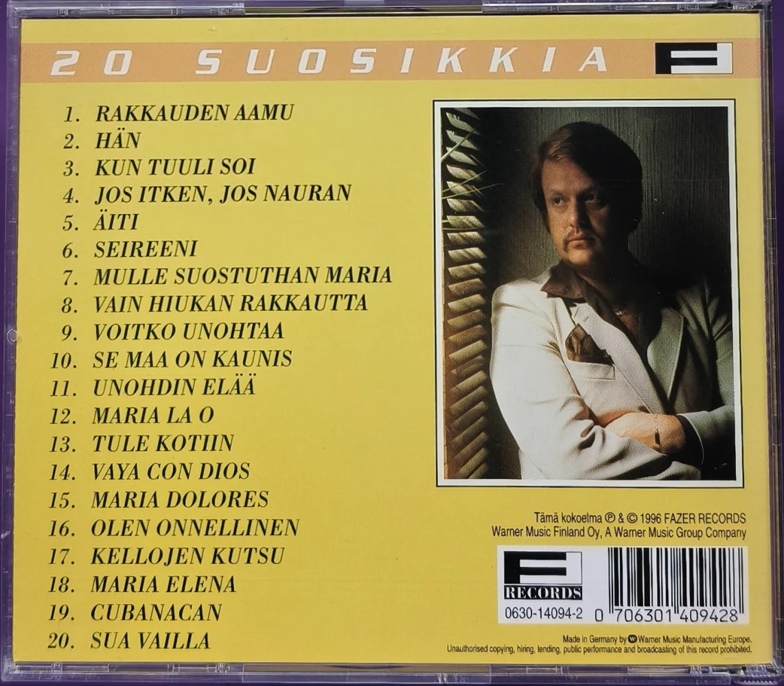 CD) 20 SUOSIKKIA - Juhani Markola – Rakkauden Aamu (1996)