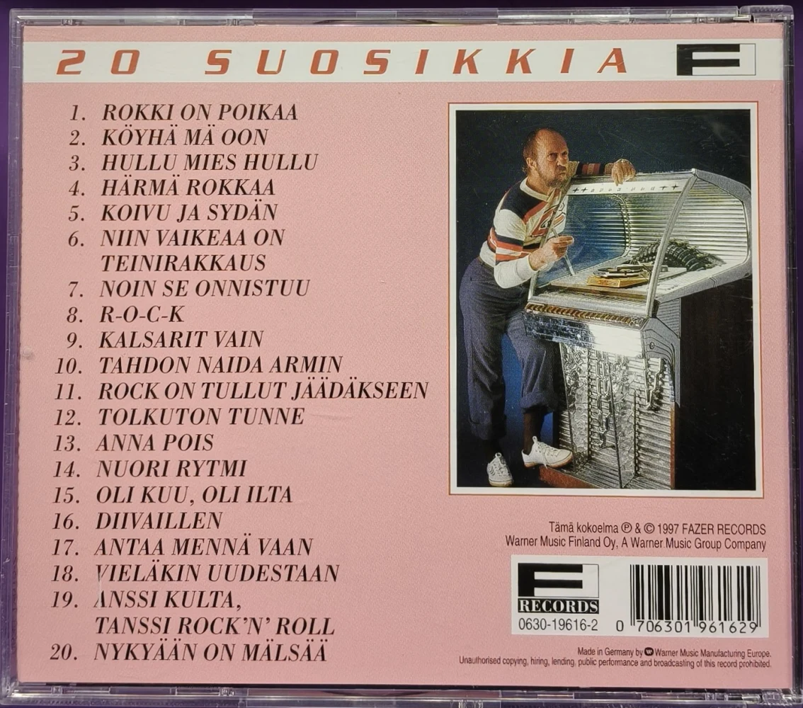 CD) 20 SUOSIKKIA - Esa Pakarinen - Rokki On Poikaa (1997)