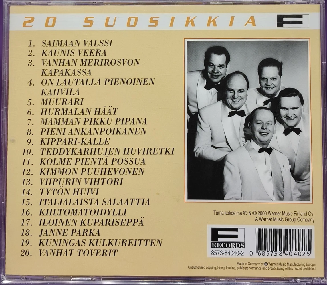 CD) 20 SUOSIKKIA - Kipparikvartetti – Saimaan Valssi (2000)