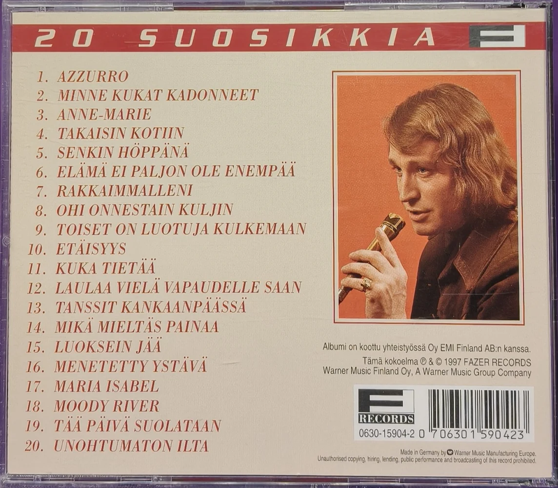 CD) 20 SUOSIKKIA - Ossi Ahlapuro - Azzurro (1997)