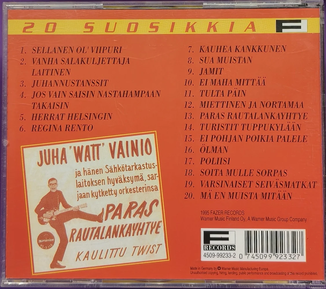 CD) 20 SUOSIKKIA - Juha Vainio – Tulta päin! (1995)