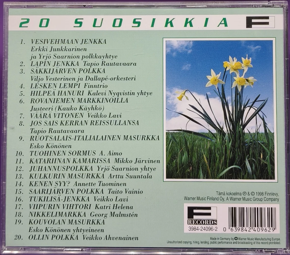 CD) 20 SUOSIKKIA - Jenkat Ja Polkat - Vesivehmaan Jenkka (1998)