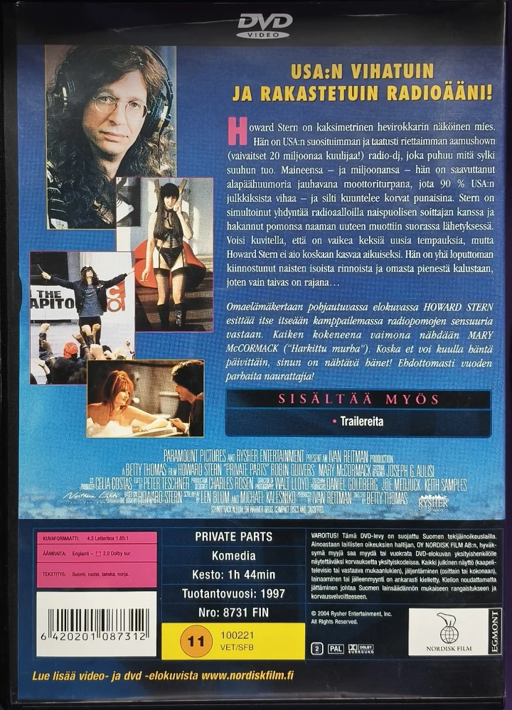 DVD) Howard Sternin Intiimit Osat (1997) SUOMIKANNET