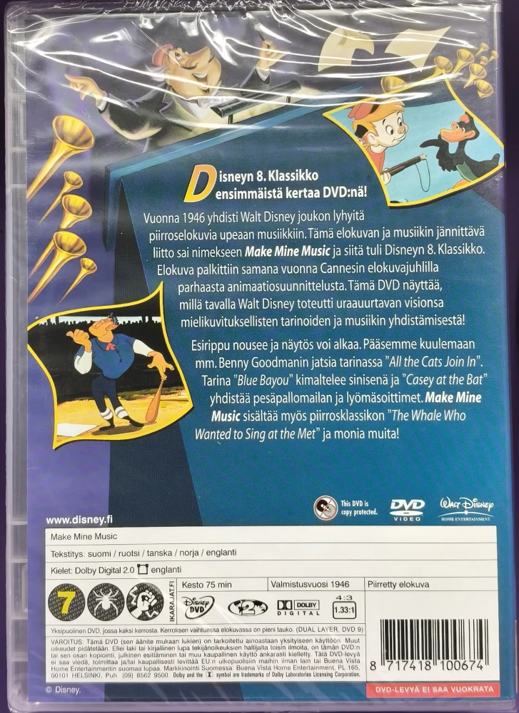UUSI (DVD) Walt Disney Klassikko 8. - Make Mine Music (1946)