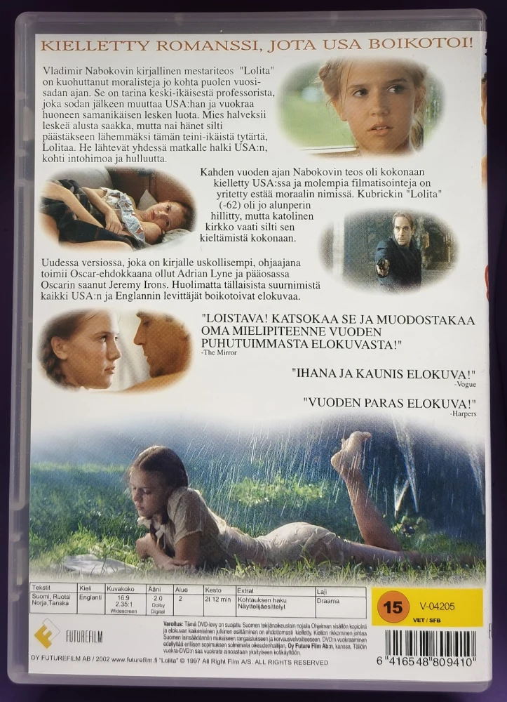 DVD) Jeremy Irons: Lolita (1997) SUOMIKANNET