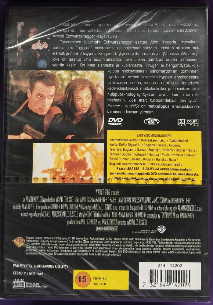 UUSI (DVD)  Arnold Schwarzenegger: Eraser - suojelija (1996) SUOMIKANNET