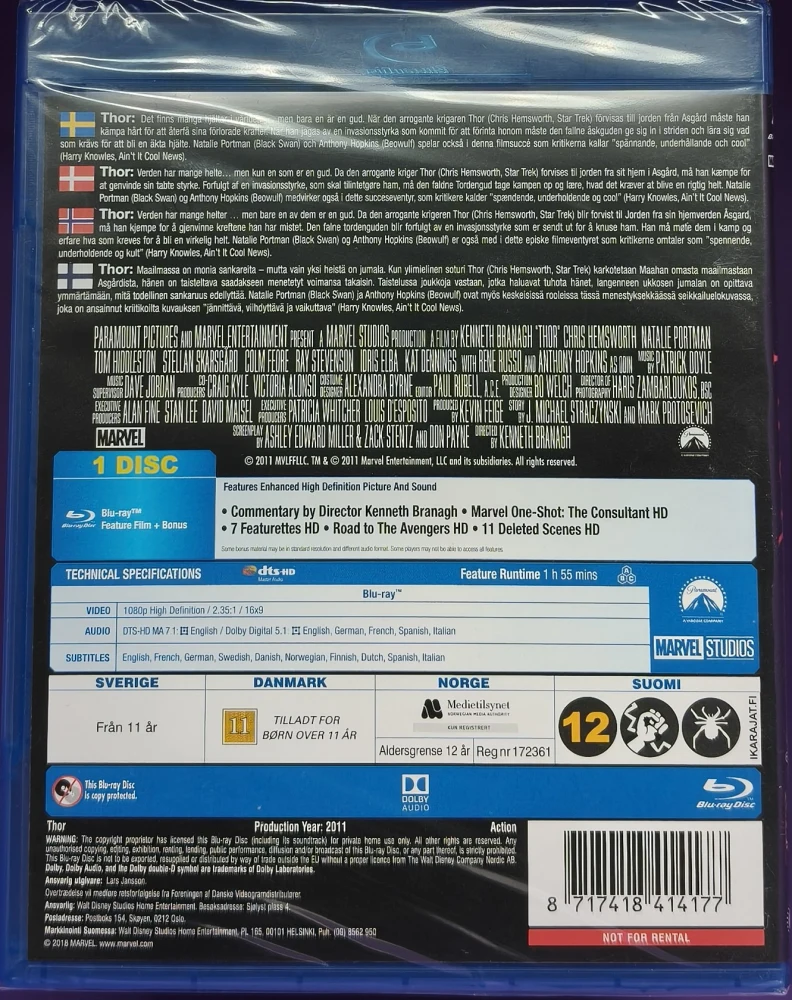 UUSI (BLU-RAY) MARVEL: Thor (2011)
