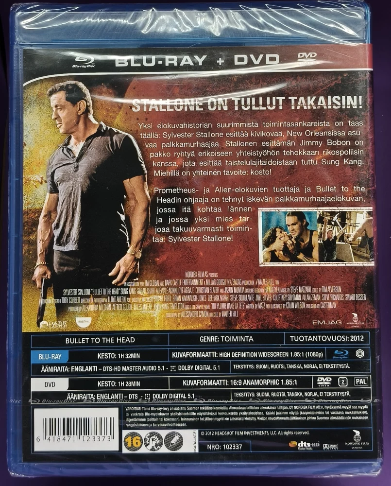 UUSI (BLU-RAY+DVD) Bullet To The Head (2012) SUOMIKANNET