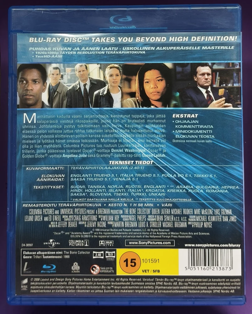 BLU-RAY) Angelina Jolie: Luunkerääjä (1999) SUOMIKANNET