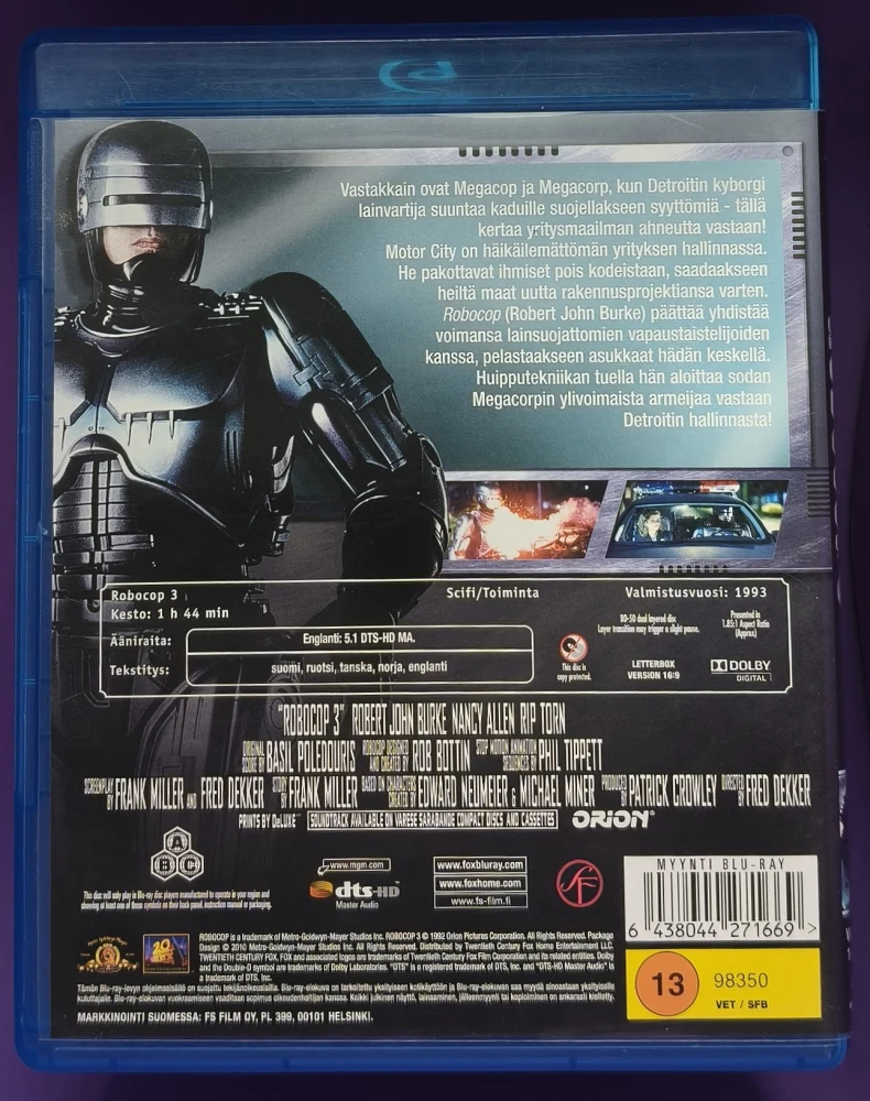 BLU-RAY) ROBOCOP 3 (1993) SUOMIKANNET
