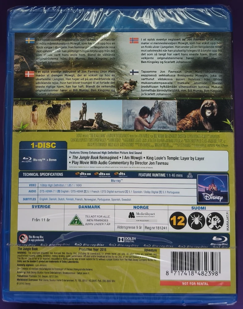 UUSI (BLU-RAY) DISNEY: The Jungle Book - Viidakkokirja (2016)