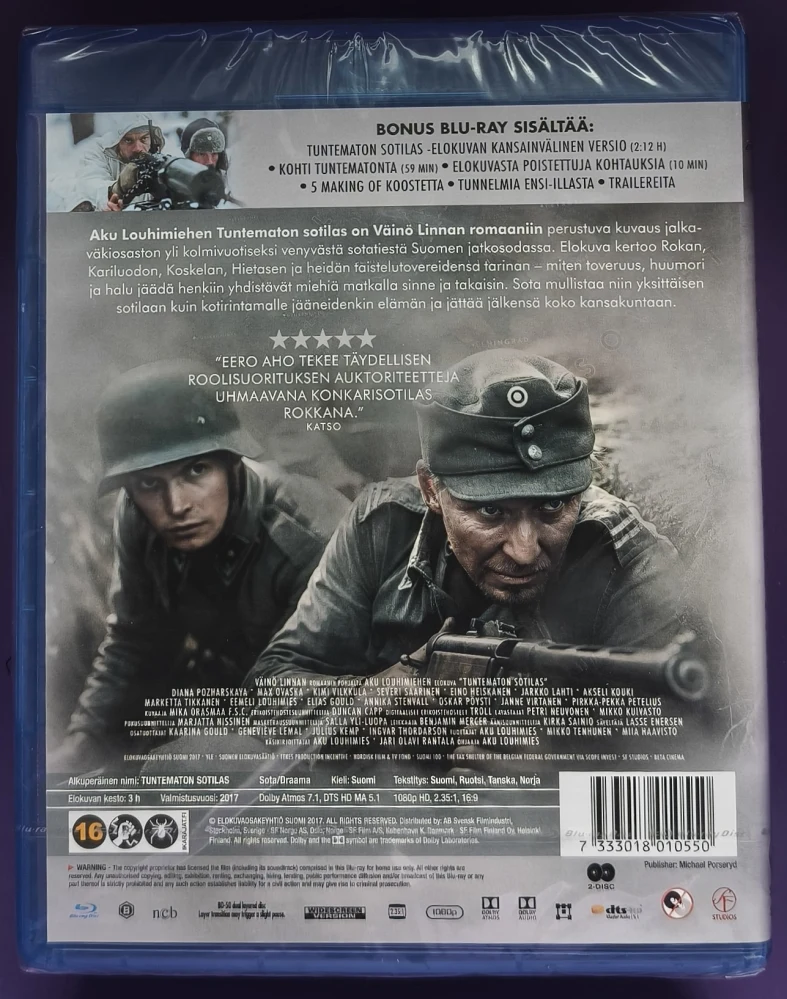 UUSI! 2 BLU-RAY) O: Aku Louhimies: Tuntematon sotilas (2017)