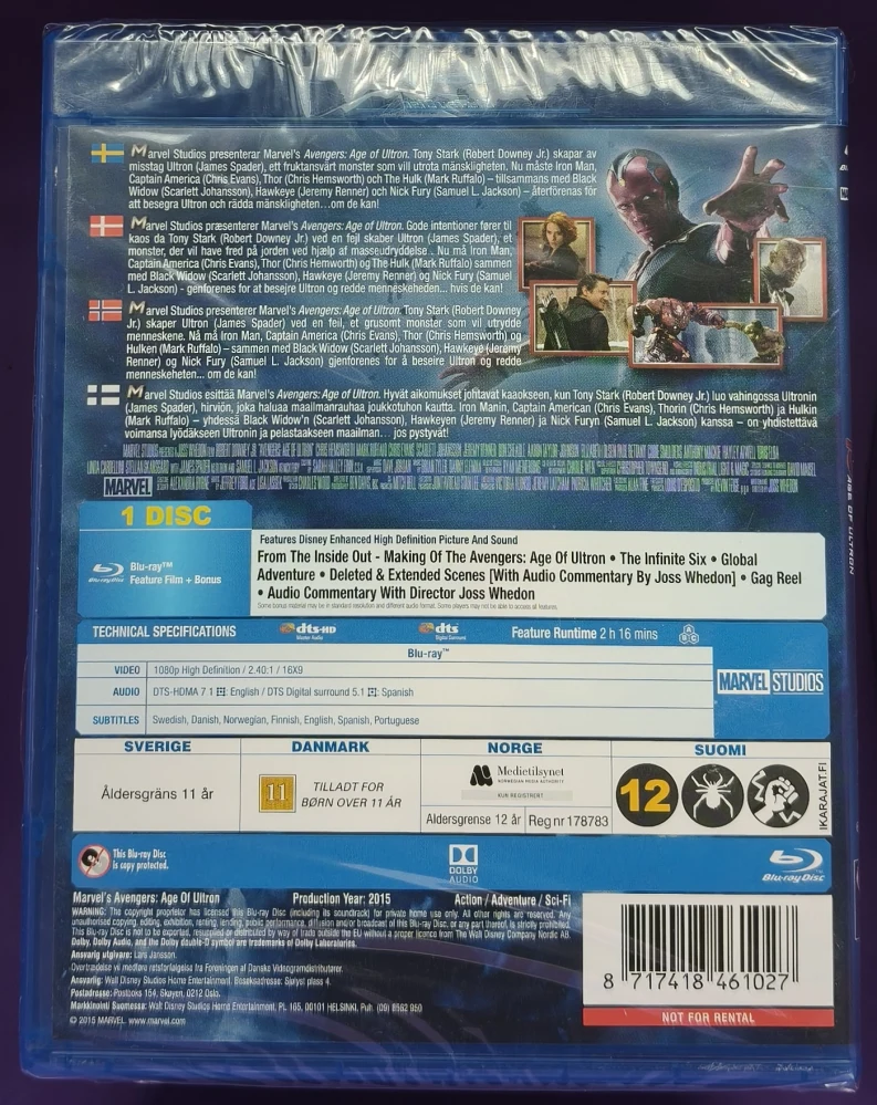 UUSI BLU-RAY) MARVEL: Avengers: Age of Ultron (2015)