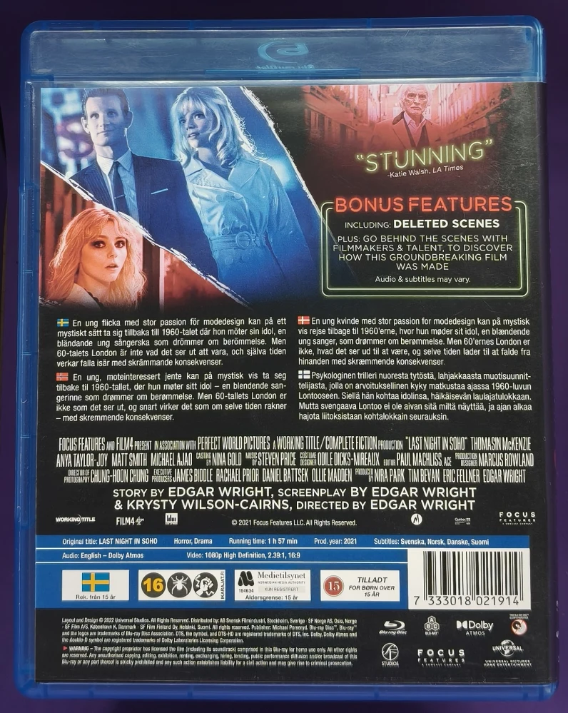 BLU-RAY) Last Night In Soho (2021) SUOMITEKSTIT