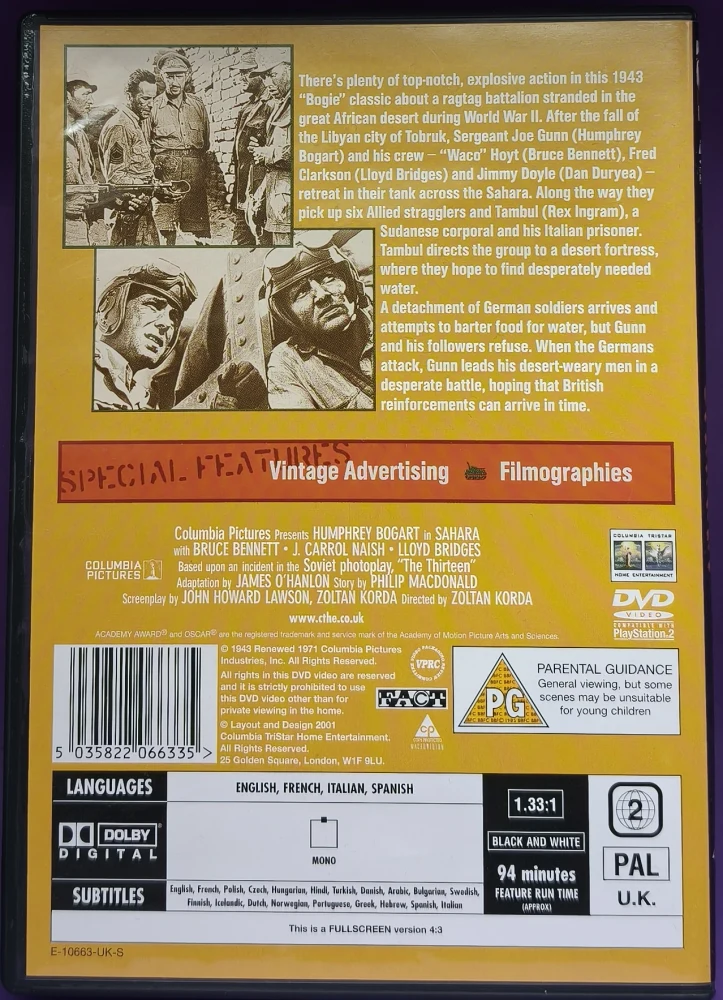 DVD) Humphrey Bogart: Sahara (1943) SUOMITEKSTIT