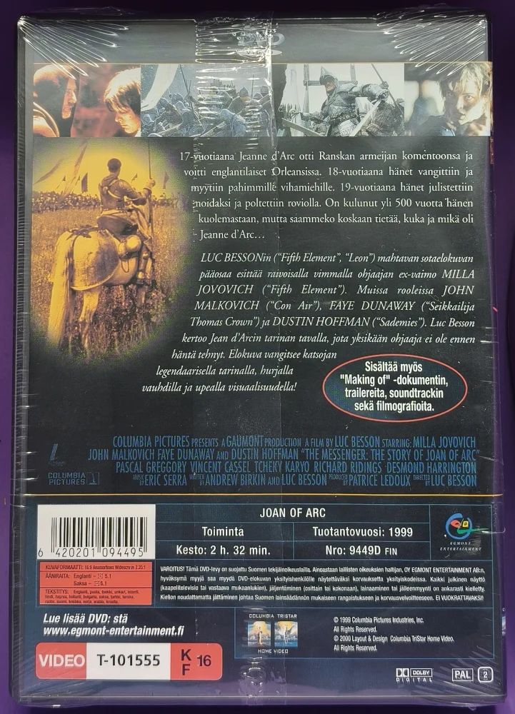 UUSI (DVD) Milla Jovovich: Jeanne d'Arc (1999) EGMONT - SUOMIKANNET