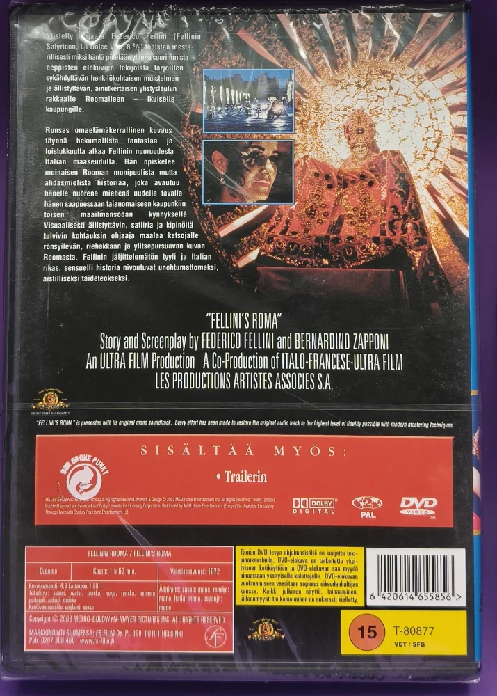 UUSI (DVD) Federico Fellini: Fellinin Rooma (1972)