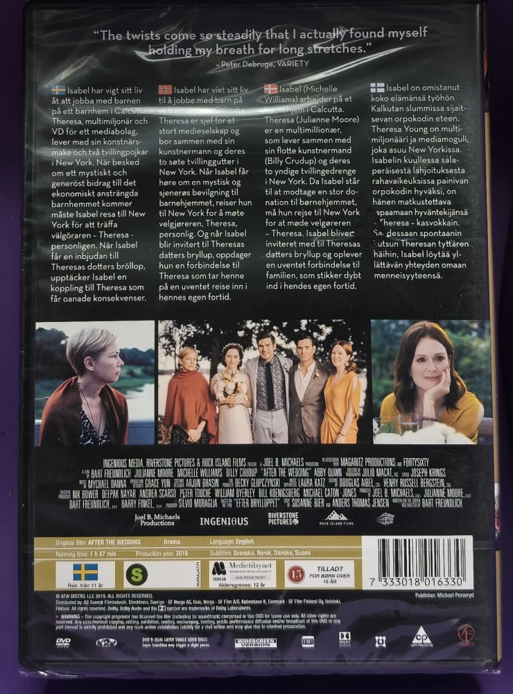 UUSI (DVD) Julianne Moore: After the Wedding (2019) SUOMITEKSTIT