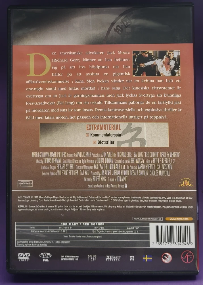DVD) Röd Makt - Red Corner - Punainen Labyrintti (1997)