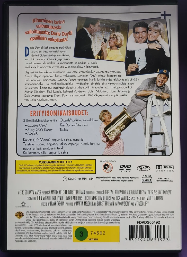 DVD) Doris Day: Pitsipöksyagentti -  The Glass Bottom Boat (1966) SUOMIKANNET