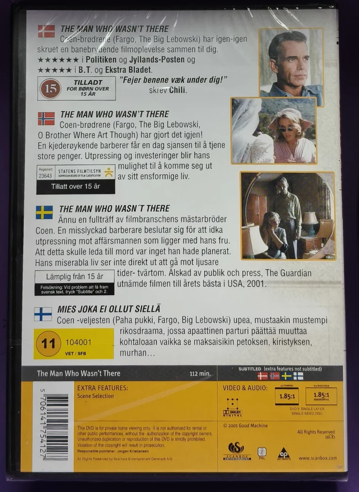 UUSI! DVD)  The Man Who Wasn't There - Mies joka ei ollut siellä (2001)