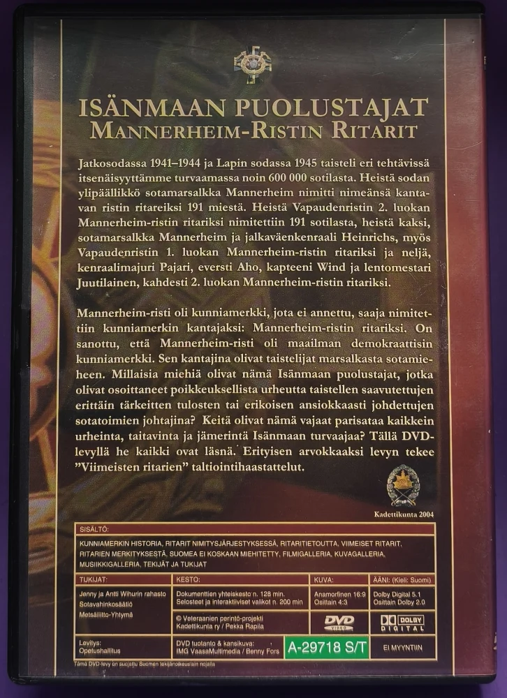 DVD) Isänmaan puolustajat: Mannerheim-ristin ritarit (2004)