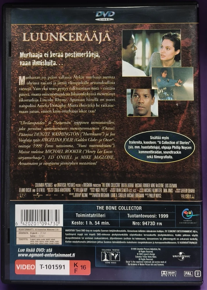 DVD) Angelina Jolie: Luunkerääjä (1999) EGMONT