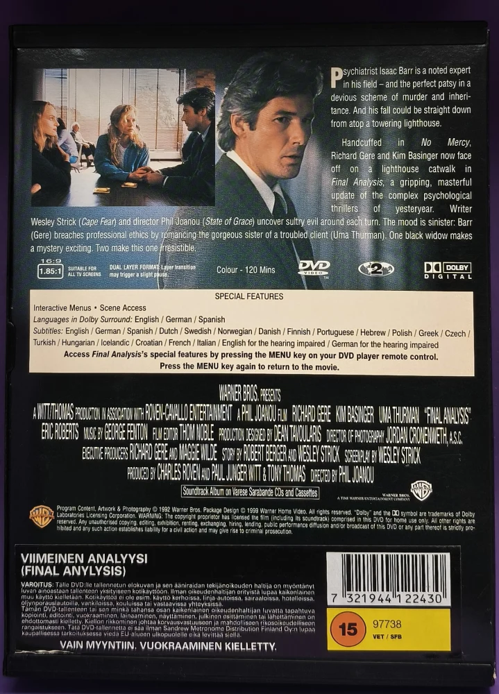 DVD) Richard Gere: Final analysis - Viimeinen analyysi (1992)