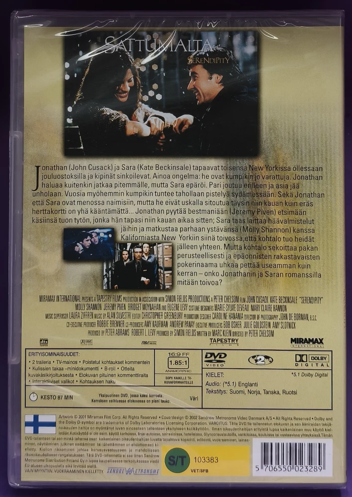UUSI (DVD) Kate Beckinsale, John Cusack: Sattumalta (2001) SUOMIKANNET