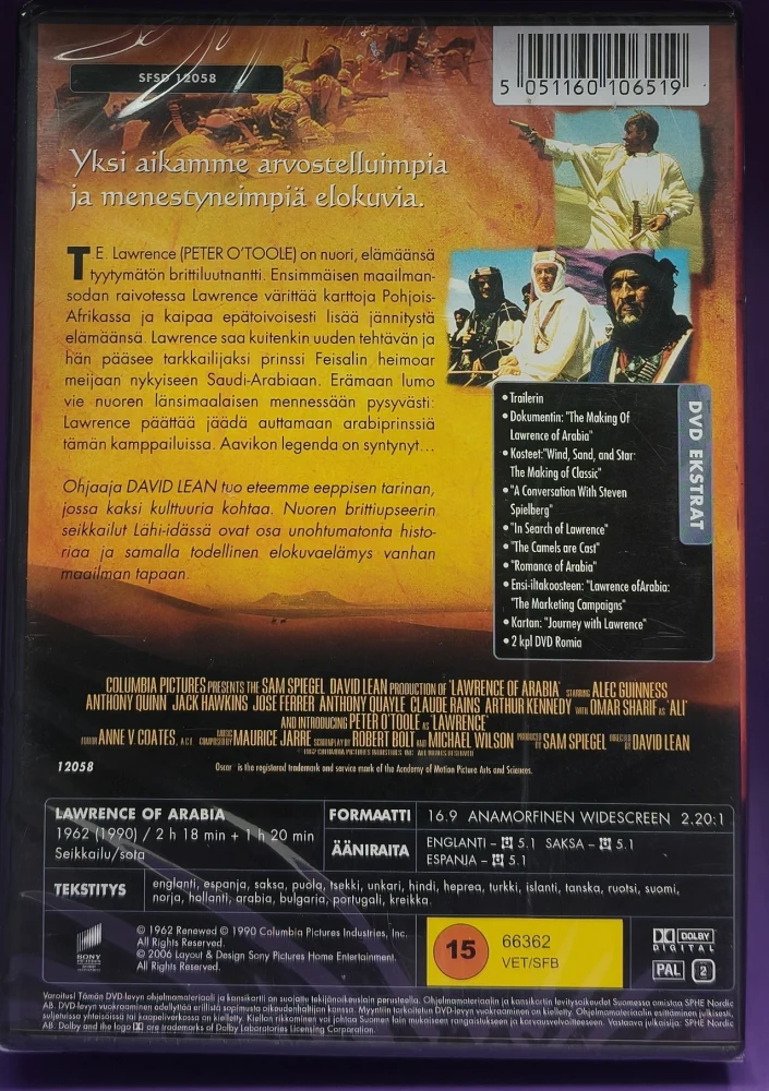 UUSI (2 DVD)  Peter O'Toole: Arabian Lawrence (1962) SUOMIKANNET