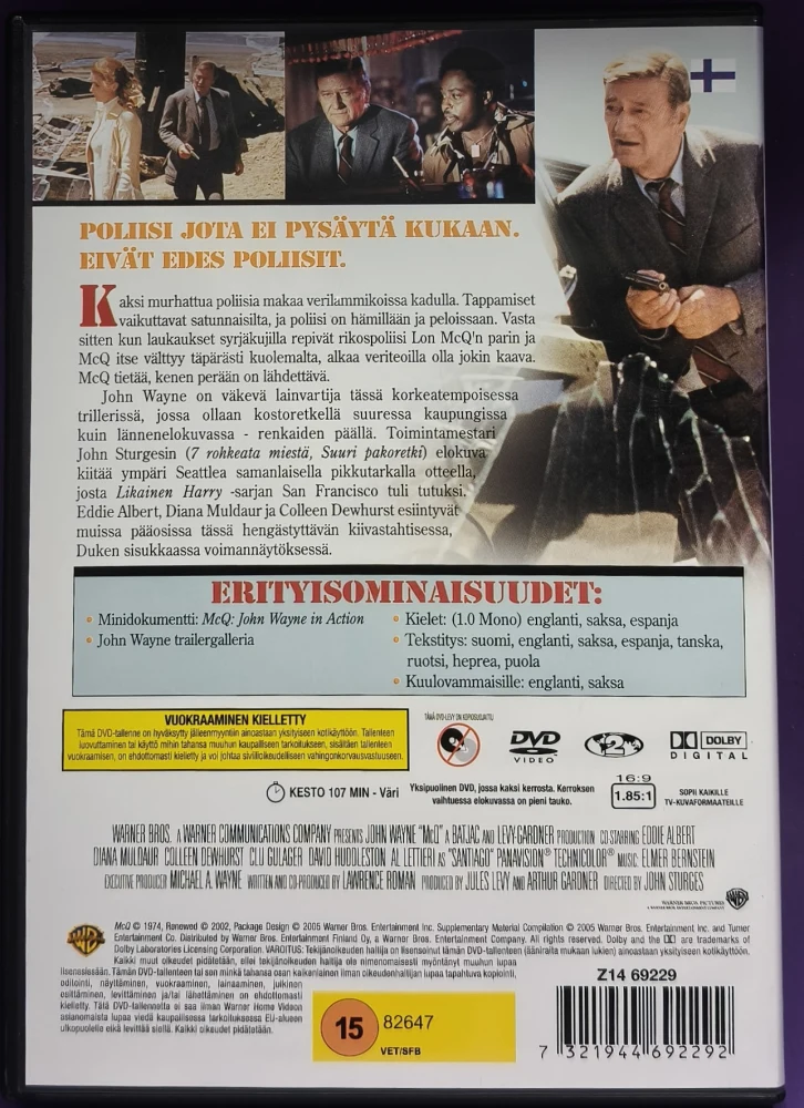 DVD) John Wayne: McQ - asekettu (1974) SUOMIKANNET